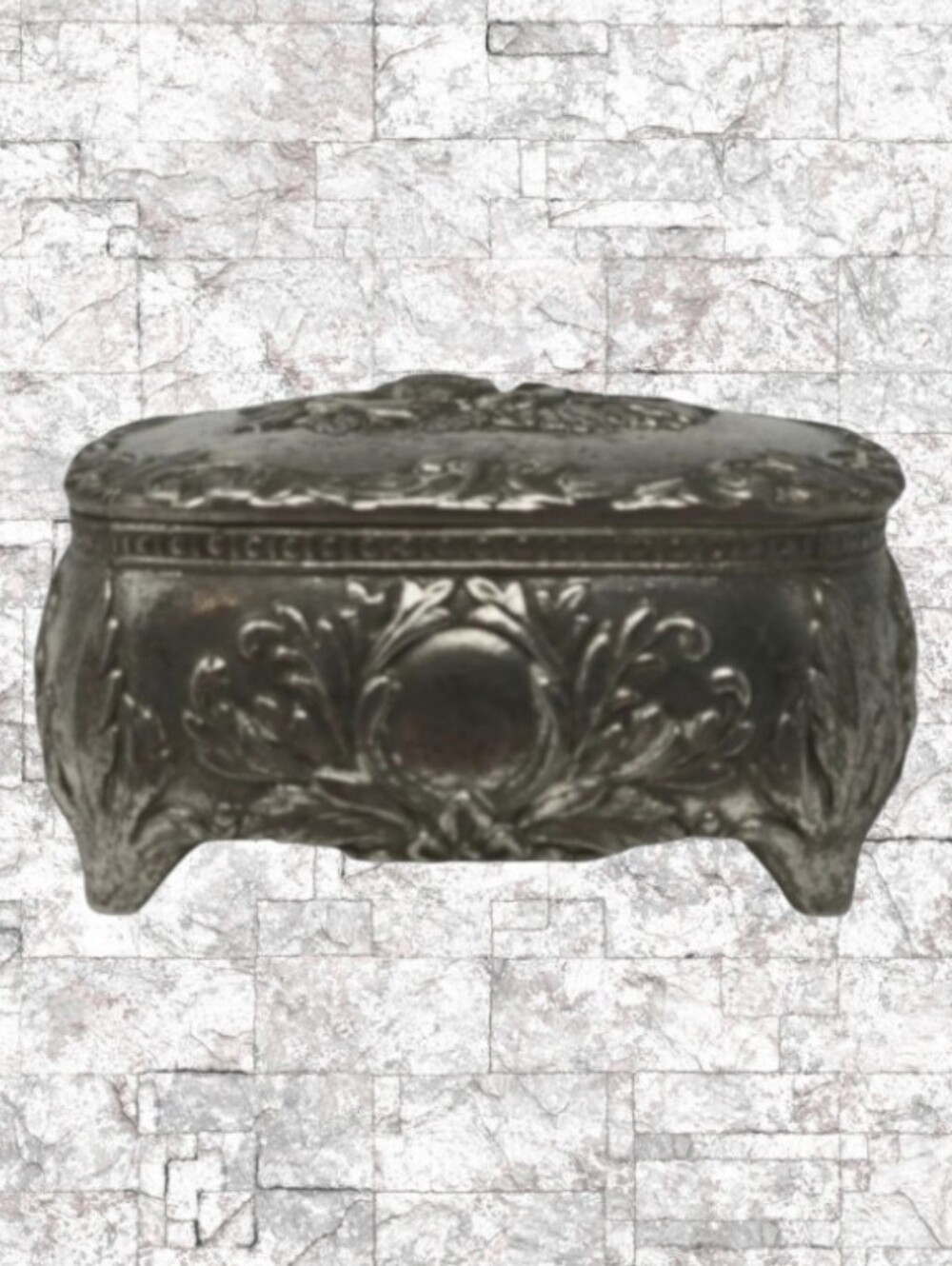 VTG SILVER TRINKET JEWELRY BOX - JAPAN